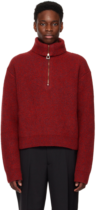 Wooyoungmi Red Half-zip Jumper In Red 537r