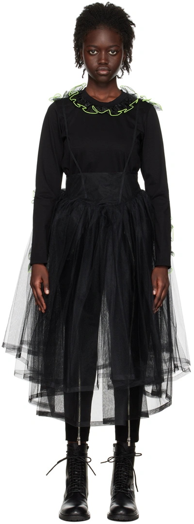 Noir Kei Ninomiya Nylon Tulle Layered Midi Dress In Black