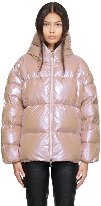 Moncler Frasne Iridescent Hooded Down Jacket In Pink