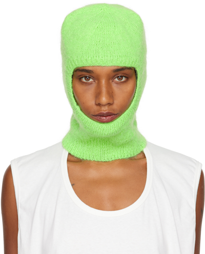 Agr Ribbed Mohair-cotton Balaclava In Green