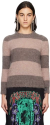 Raf Simons Taupe & Pink Stripe Sweater In 7356 Brown Pastel Vi