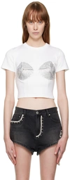 AREA WHITE EMBELLISHED PYRAMID CUP T-SHIRT