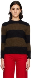 RAF SIMONS BLACK & BROWN STRIPE SWEATER