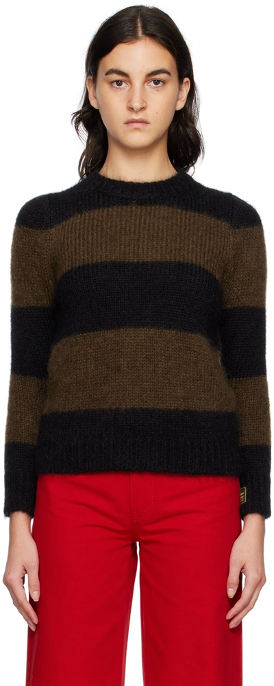 Raf Simons Black & Brown Stripe Sweater In 9960 Black Brown