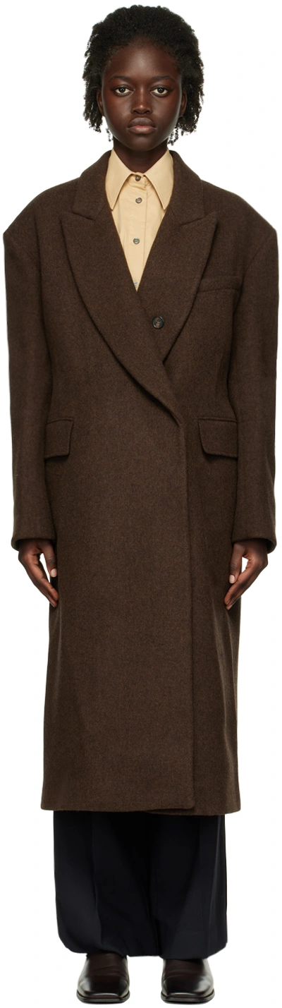 Recto Walter Oversized Long Wool-blend Coat In Vintage Brown