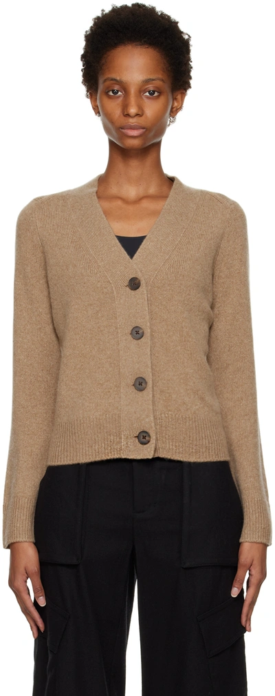 Vince Shrunken Button Cashmere Cardigan In H Sand Shell