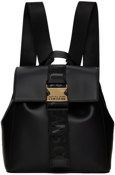 Versace Jeans Couture Black Safety Buckle Backpack In E899 Black