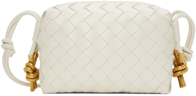 Bottega Veneta White Mini Loop Intrecciato Leather Camera Bag In 9233 Bone M Brass