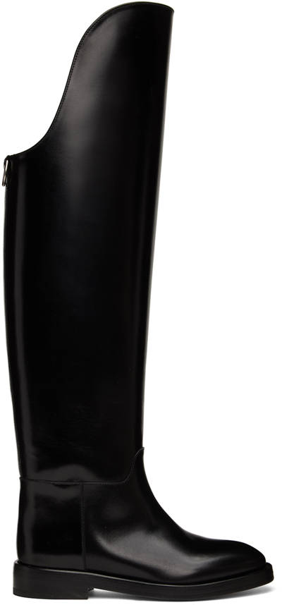 Durazzi Milano Polished-leather Riding Boots In 黑色