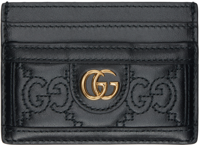 Gucci Gg Matelassé Card Holder In Black