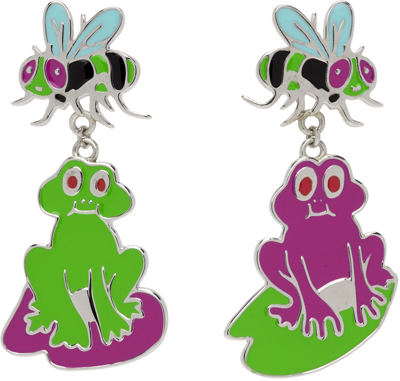 Beepy Bella Ssense Exclusive Silver Froggy Friends Earrings In Multi