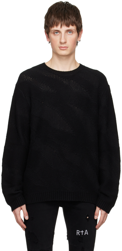 Rta Black Creed Sweater In Black Zebra