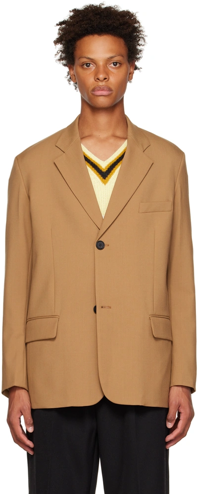 Marni Reversible Single-breasted Virgin Wool Blazer In Brown