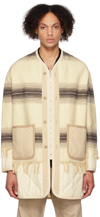 Junya Watanabe Fringe-trimmed Striped Jacket In 1 Natural/brn X O