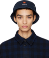 Kenzo Boke Embroidery Cotton Canvas Bucket Hat In 77 - Midnight Blue