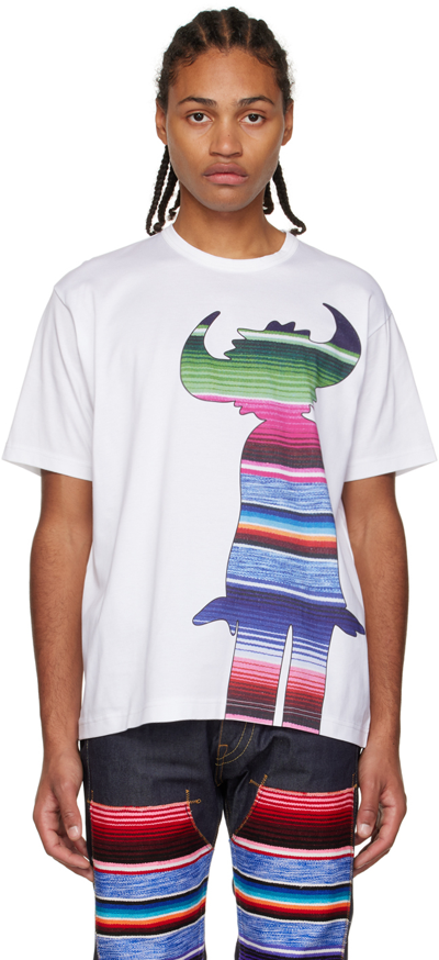 Junya Watanabe Graphic-print Crewneck Cotton-jersey T-shirt In Multicolor