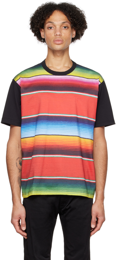 Junya Watanabe Graphic-print Crew-neck T-shirt In Black Pattern