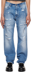 424 Blue Distressed Jeans In 89 Navy