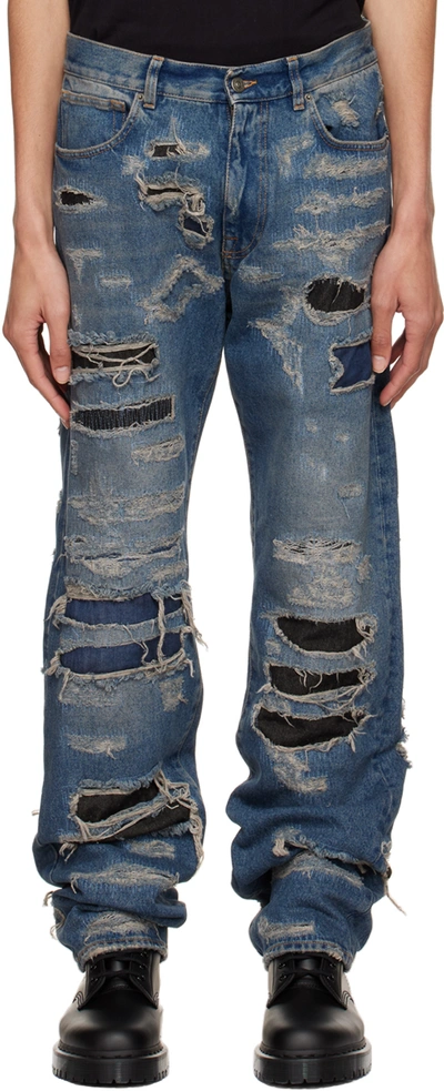 424 Destroyed Cotton Denim Jeans In Blue