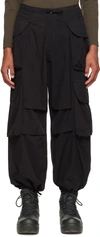 Entire Studios Gocar Pocketed Regular-fit Wide-leg Cotton-blend Cargo Trousers In Onyx