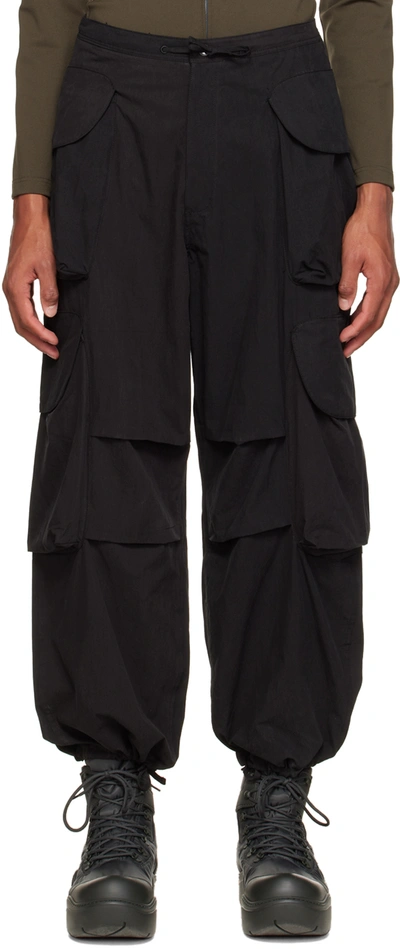 Entire Studios Gocar Pocketed Regular-fit Wide-leg Cotton-blend Cargo Trousers In Black