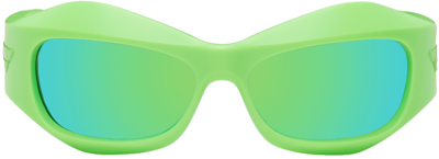 Bottega Veneta Green Oval Sunglasses In 007 Green Green Green