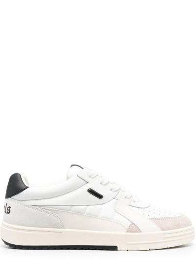 Palm Angels Trainers Basse University Bianche Con Logo In White,black