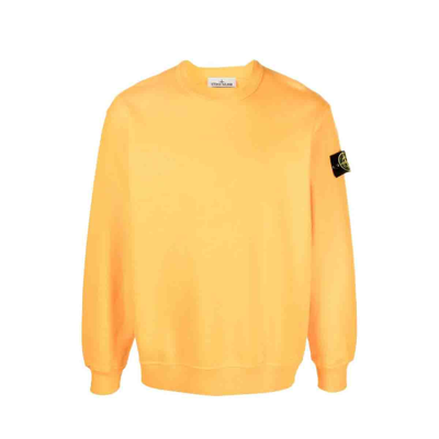 Stone Island Logo-patch Cotton-jersey Sweatshirt In Orange