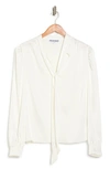 Walter Baker Duchess Long Sleeve Satin Necktie Blouse In Ivory