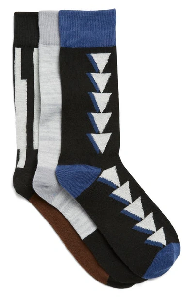 Nordstrom Rack Ultra Soft Patterned Crew Socks In Ivory Egret Geo Multi