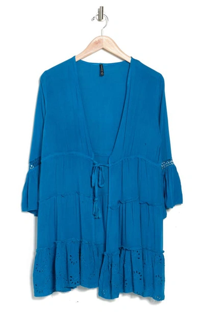 Boho Me Eyelet Flounce Cover-up In Lapis Blue