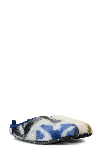 Camper Wabi Mismatched Wool Blend Slippers In Blue Multi