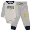 Wes & Willy Infant Boys And Girls  Heathered Gray, Navy Michigan Wolverines Jie Jie Long Sleeve Bodys In Heather Gray