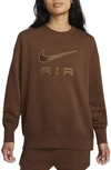 Nike Sportswear Air Fleece Crewneck Sweatshirt In Brown