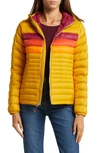 Cotopaxi Fuego 800 Fill Power Down Hooded Jacket In Amber Stripes