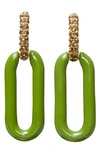 Tory Burch Roxanne Link Earrings In Green/gold