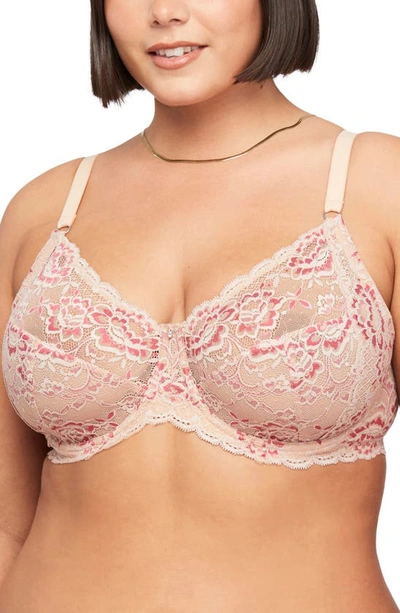 Montelle Intimates Montelle Intimate Muse Full Cup Lace Bra In Rose Dust/ Raspberry