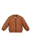 MILES BABY KIDS' QUILTED ORGANIC COTTON ZIP-UP BOMBER JACKET