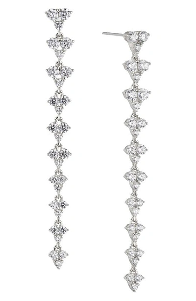 Nadri Pavé The Way Cubic Zirconia Linear Drop Earrings In Rhodium