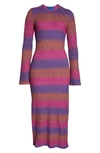 Simon Miller Axon Stripe Long Sleeve Sweater Dress In Distorted Stripe