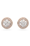 Swarovski Constella Rose-gold Toned Brass And Zirconia Halo Stud Earrings In White