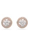 Swarovski Constella Rose-gold Toned Brass And Zirconia Halo Stud Earrings In Rose Gold