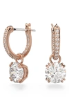 Swarovski Constella Drop Earrings Round Cut White Rose Gold-tone Plated In Rose Gold