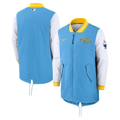 NIKE NIKE POWDER BLUE MILWAUKEE BREWERS CITY CONNECT FULL-ZIP DUGOUT JACKET