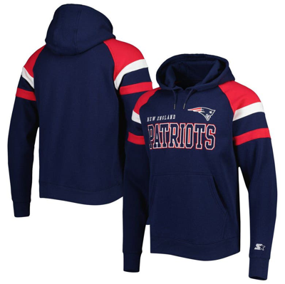 Starter Navy New England Patriots Draft Fleece Raglan Pullover Hoodie