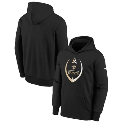 Nike Kids' Youth  Black New Orleans Saints Icon Performance Pullover Hoodie