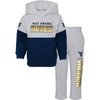 OUTERSTUFF TODDLER HEATHER GRAY/NAVY WEST VIRGINIA MOUNTAINEERS PLAYMAKER PULLOVER HOODIE & PANTS SET