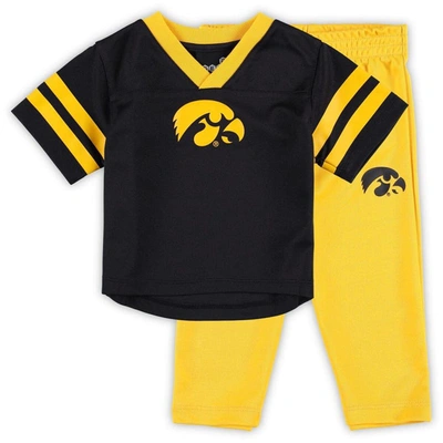 Outerstuff Babies' Infant Black/gold Iowa Hawkeyes Red Zone Jersey & Trousers Set