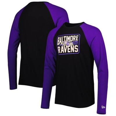 New Era Black Baltimore Ravens Current Raglan Long Sleeve T-shirt