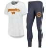 Concepts Sport Women's  White, Charcoal Washington Commanders Sonata T-shirt And Leggings Sleep Set In White